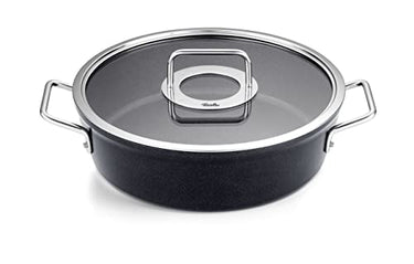 Fissler Adamant / Aluminum roaster (Ø 28 cm, 4.3L) coated roasting pan with glass lid, non-stick - induction, anthracite on sale